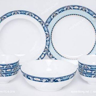 Bộ tô chén dĩa gốm sứ Minh Long