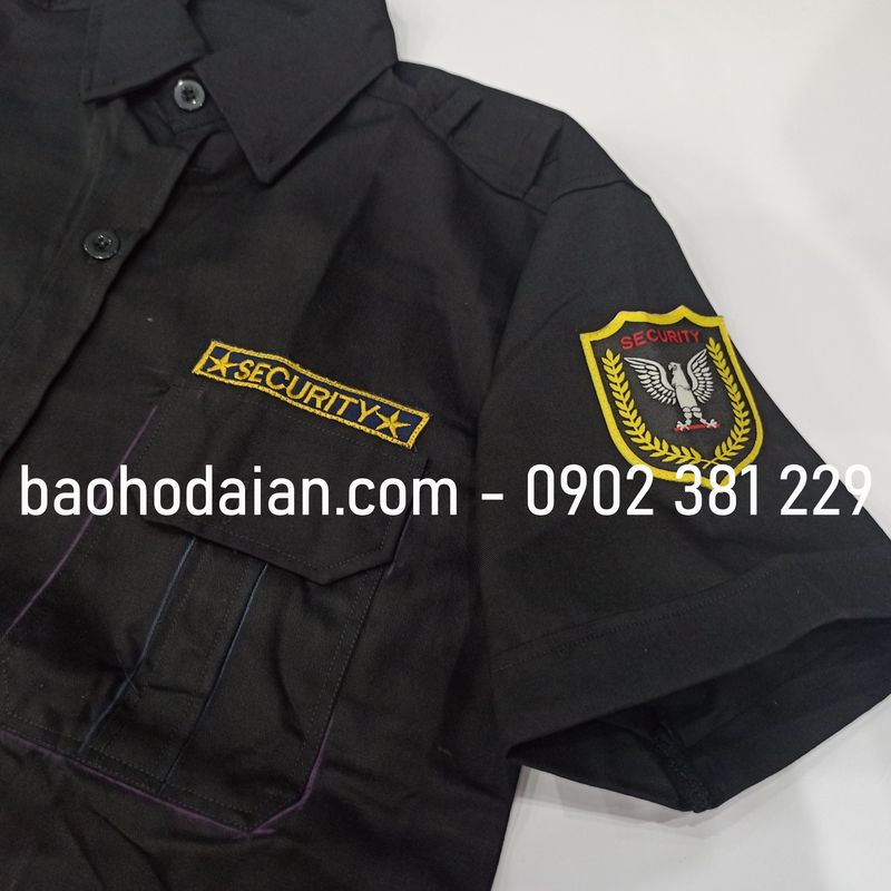 Quần áo vệ sĩ, quần áo bảo vệ màu đen túi hộp kèm logo tay ngực