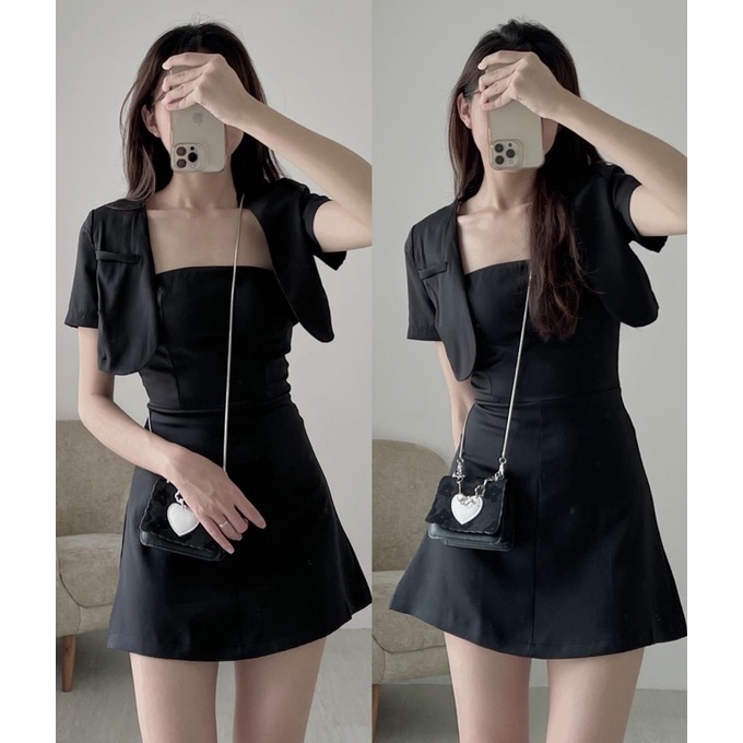 Váy 2 dây dáng ôm kèm vest cộc tay hàng chuẩn L1 - Cuastore.vn