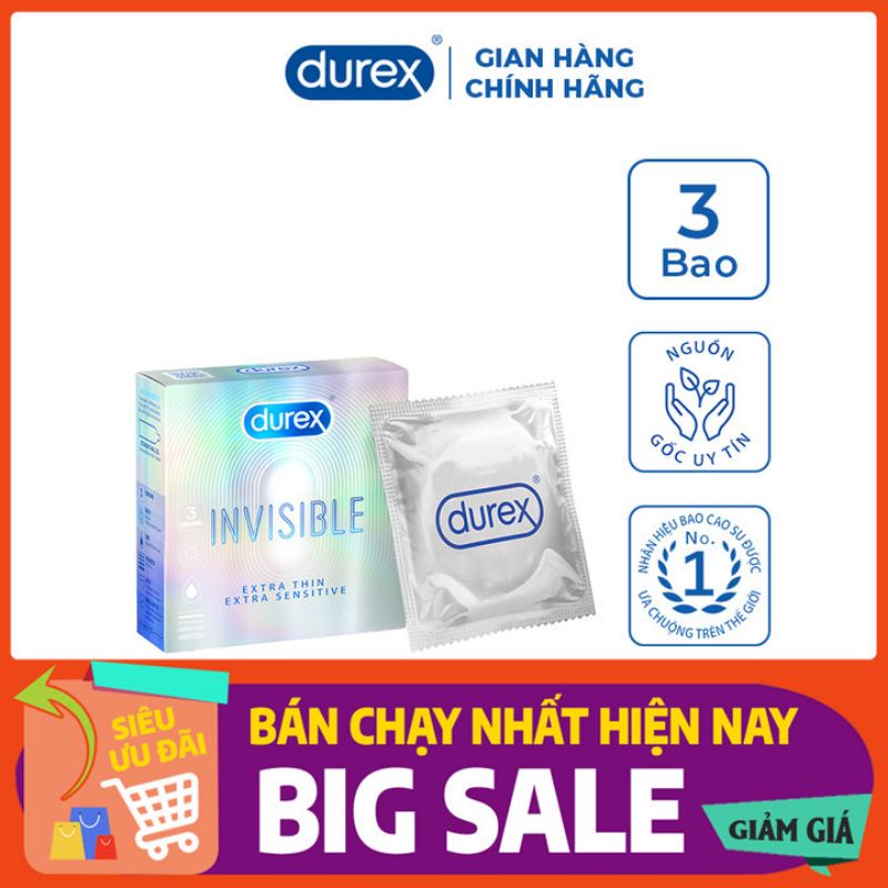 Bao Cao Su Siêu Mỏng Durex Invisible Extra Thin Extra Sensitive Hộp 3 Cái