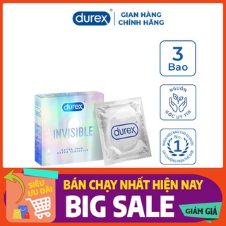 Bao Cao Su Siêu Mỏng Durex Invisible Extra Thin Extra Sensitive Hộp 3 Cái