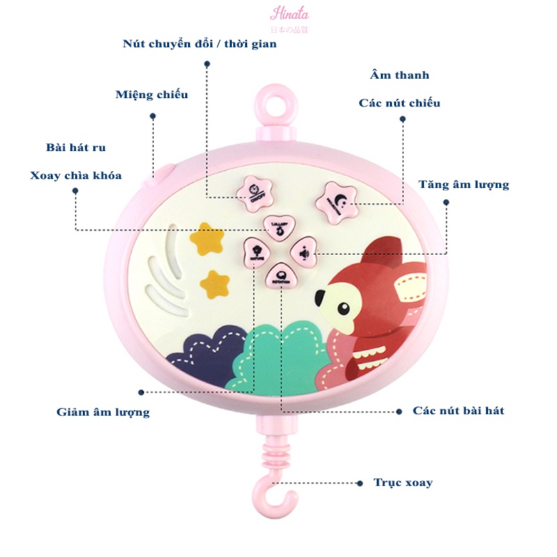 Đồ chơi treo nôi, cũi phát nhạc HINATA - Xoay vòng kích thích thị giác, thính giác