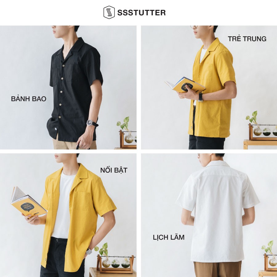 Áo sơ mi Nam ngắn tay có 2 túi ngực SSSTUTTER chi tiết khuy sừng cổ điển gọn gàng 2 màu Cub shirt | BigBuy360 - bigbuy360.vn