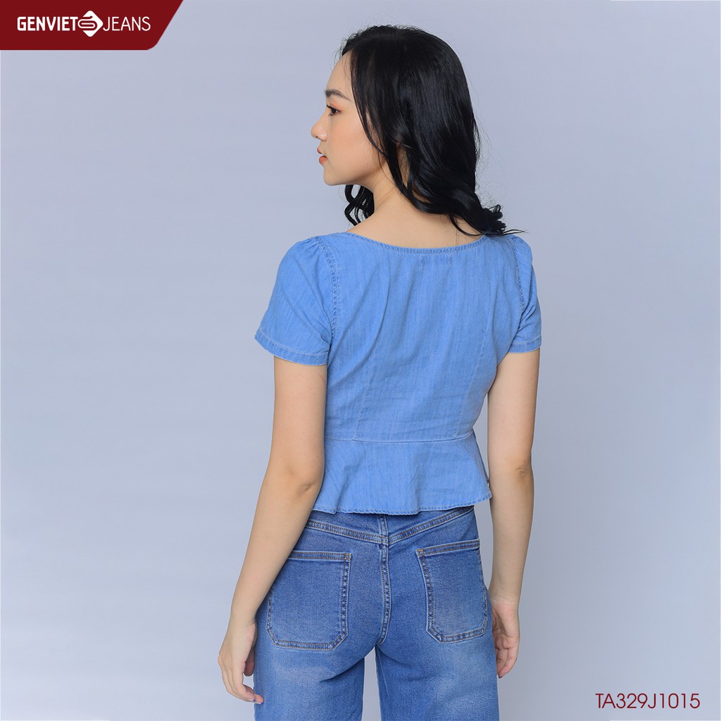 Áo Sơmi Cộc Tay Jeans Nữ TA329J1015 GENVIET