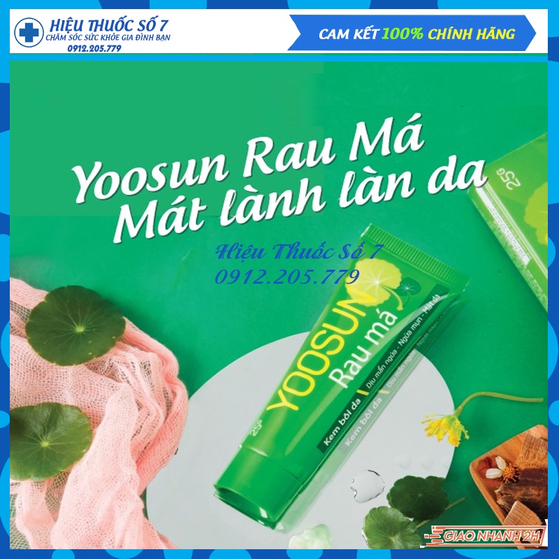 Yoosun rau má 25g, Kem bôi ngứa da tay, Rôm sảy làm dịu mát da (Date mới)
