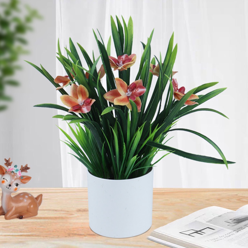 1 Bộ Chậu Hoa Lan Nhân Tạo Bằng Nhựa Chống Rơi Bắt Mắt DIY