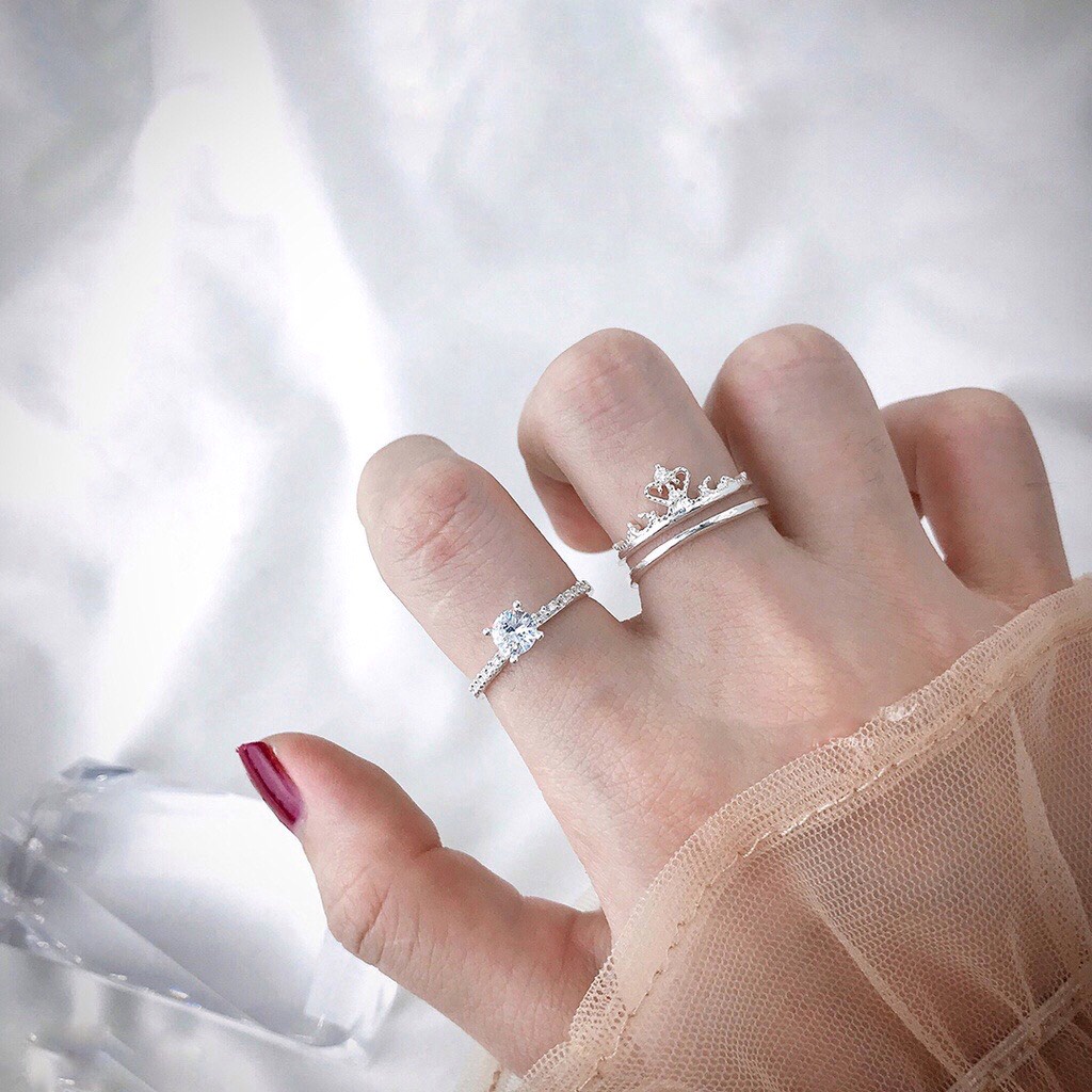 Nhẫn Bạc Ta Cao Cấp CaoBac Silver Vương Miện Ghép Đính Đá Sang Trọng Dành Tặng Riêng Cho Bạn Gái