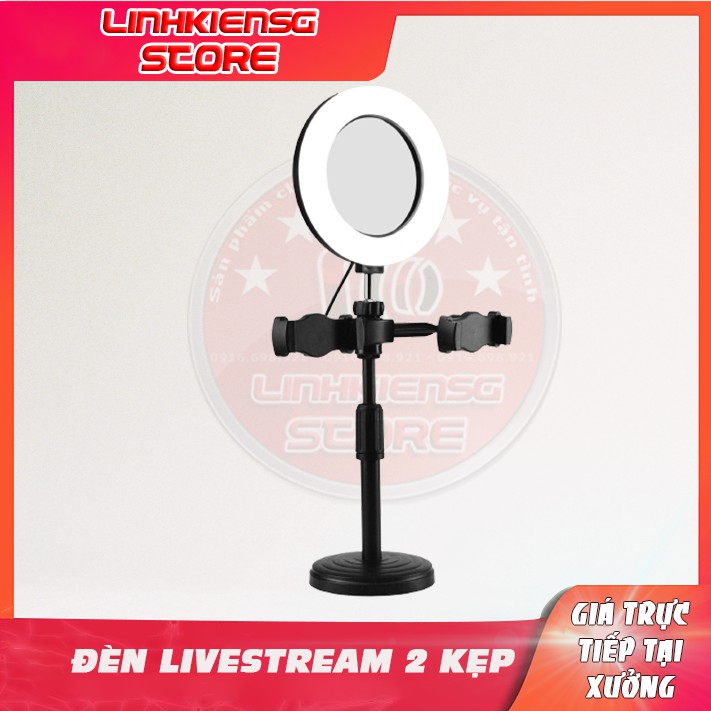 💝💝 Đèn Livestream 2 kẹp điện thoại Tăng GIẢM, Kẹp Điện Thoại Để Bàn Quay Video Tiktok Có Đèn Led 3 Màu