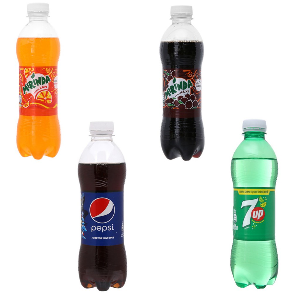 Thùng 24 chai nước ngọt 7 up / Mirinda Cam/ Mirinda Xá Xị/ Pepsi  390ml