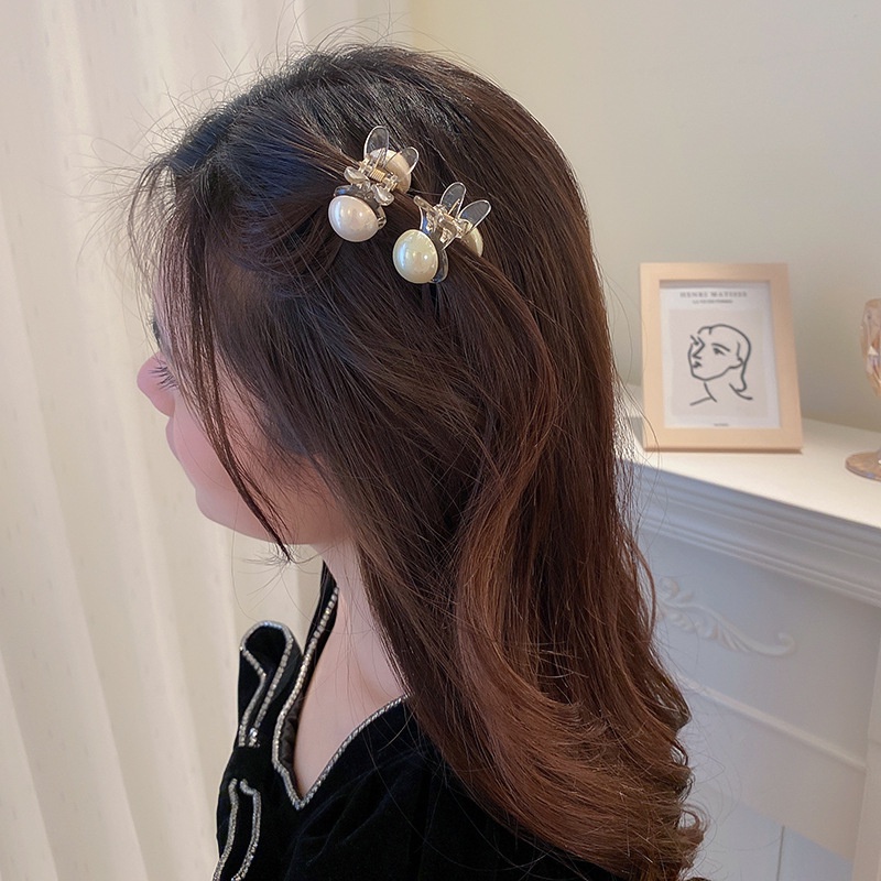 Kẹp Tóc Tai Thỏ Cỡ Nhỏ Đính Ngọc Trai Dễ Thương Phong Cách Nhật Bản