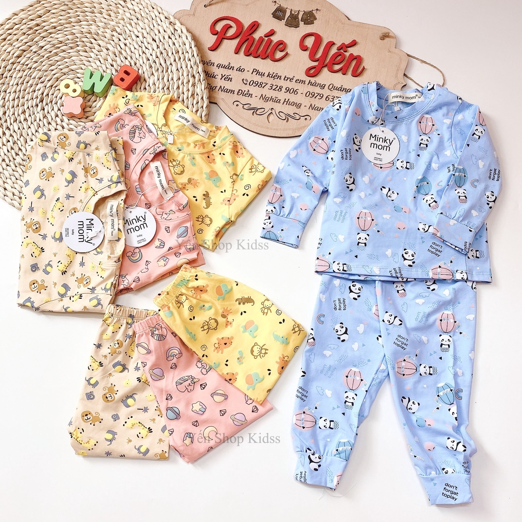 Bộ Dài Minky Mom Cotton 100 % In Họa Tiết Khỉ-Ngựa Vàng Cho Bé (SP001311)