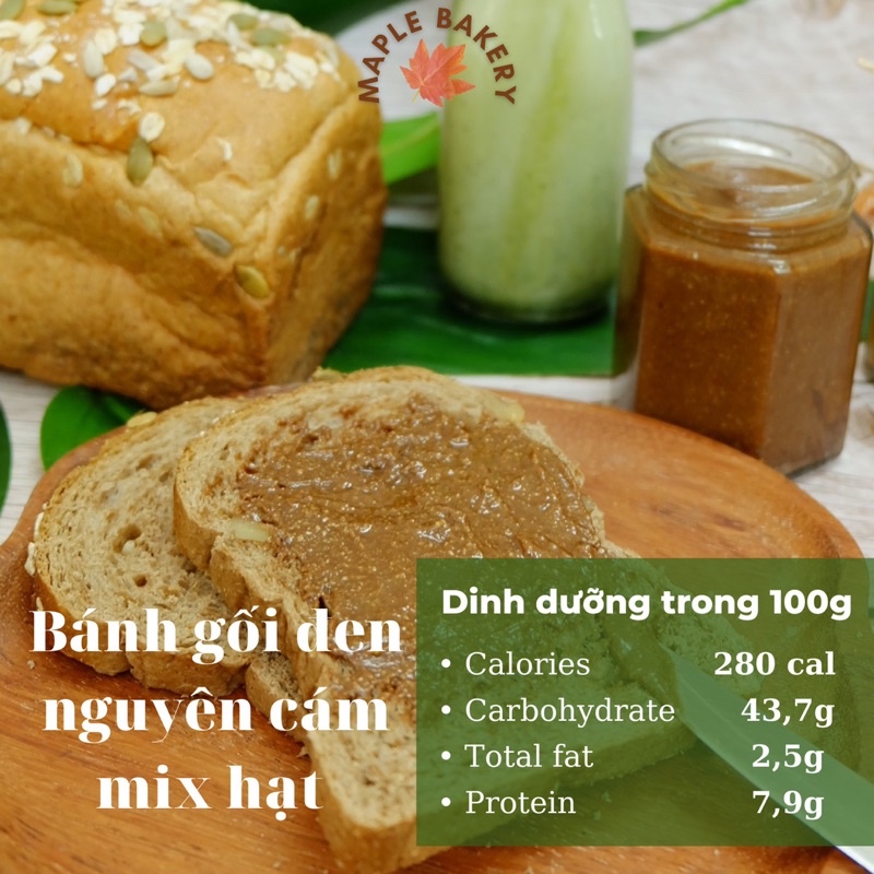 Bánh mì đen nguyên cám mix hạt 450g (14 lát)(ship miền bắc)