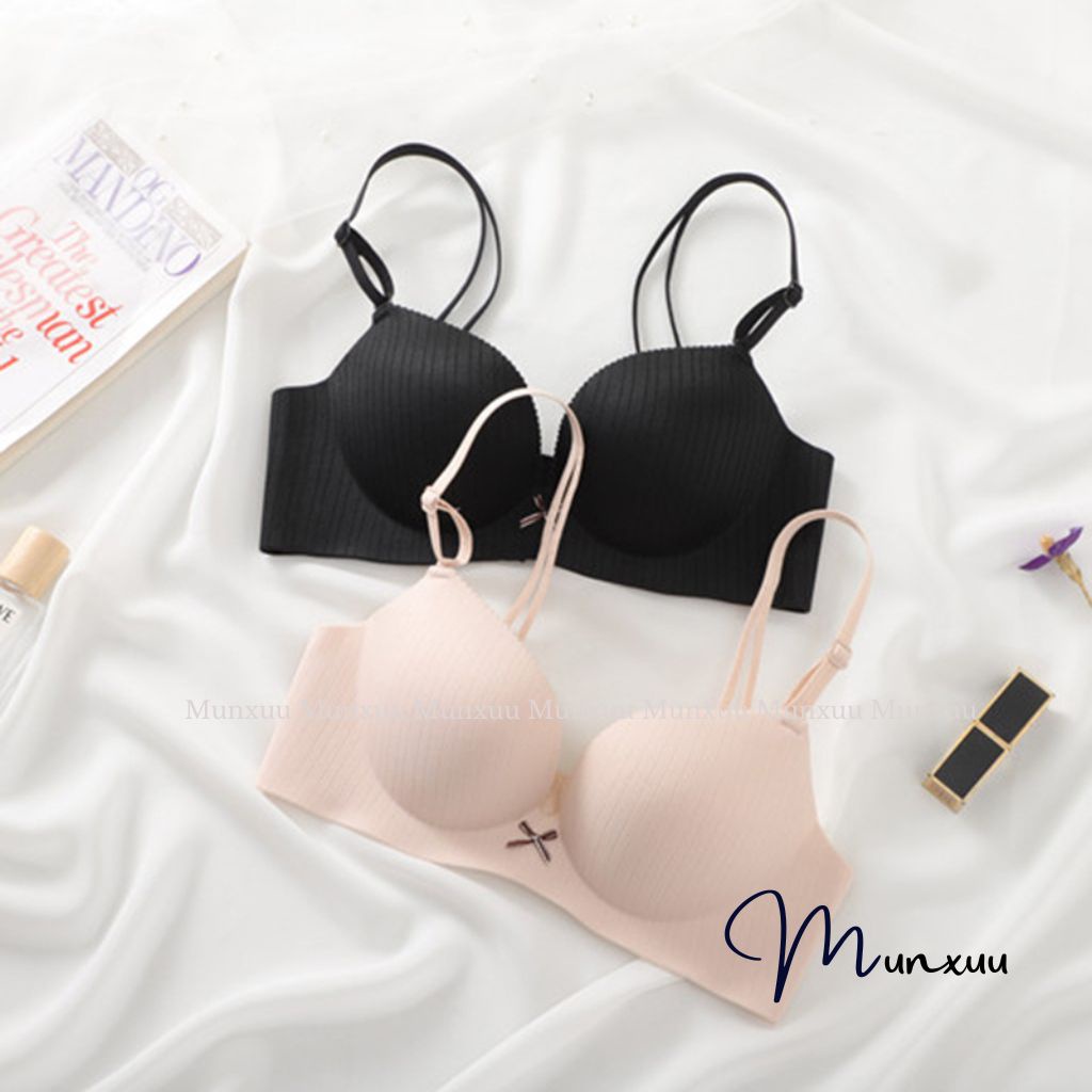 Áo ngực nữ không gọng MUNXUU thiết kế phối nơ đệm dày mút mềm thông hơi thoáng khí- AV15