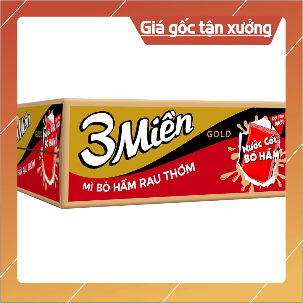 [ICLN9 giảm 5K cho đơn hàng 50k]  Thùng Mì 3 Miền Gold Bò Hầm Rau Thơm 75g x 30 Gói
