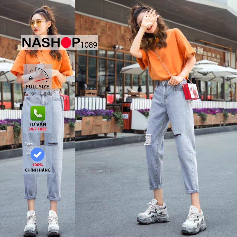 Quần bò baggy nữ quần jean baggy nữ quần jeans nữ lưng cao cạp cao quần nữ đẹp 3 size S M L hot 2021 QT17 nashop 1089