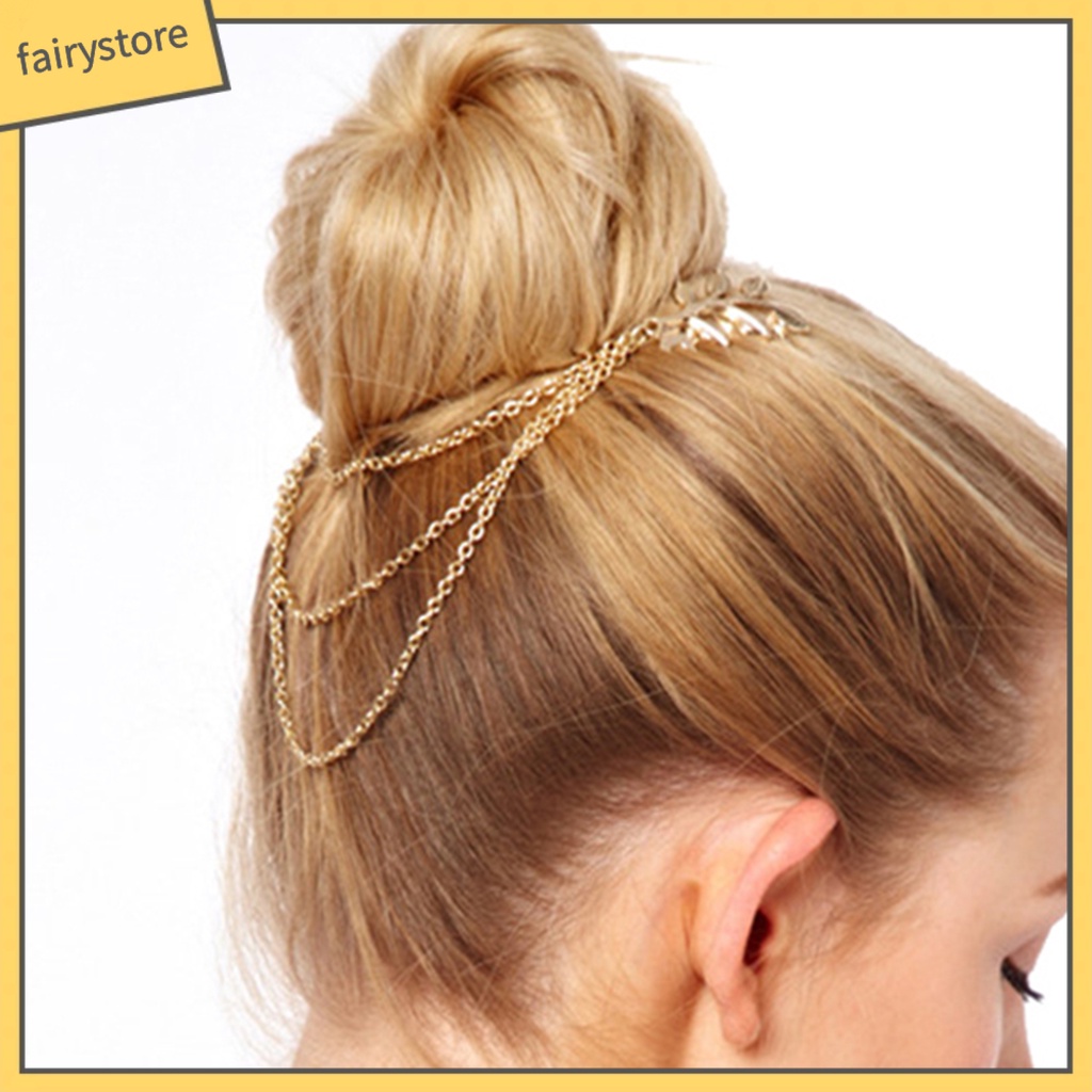 Lược cài tóc hình chiếc lá đính đá thời trang thanh lịch dành cho nữ