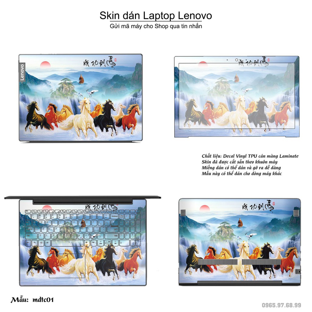 Skin dán Laptop Lenovo in hình Mã Đáo Thành Công (inbox mã máy cho Shop)