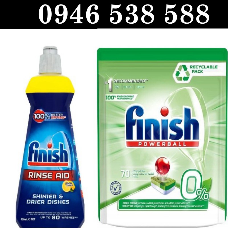 Combo 50 Viên rửa bát Finish eco Ultimate Hữu cơ cho Máy + Nước làm Bóng Finish 400ml chuyên dùng cho máy Finish.edu.vn