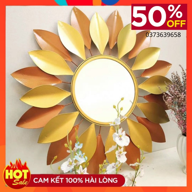 Gương Treo Tường Trang Trí Nhà Cửa Thân Kim Loại Mạ Vàng Mã 108-Gương Soi Phong Thủy,giá rẻ -Decor Tường phong Cách Mới