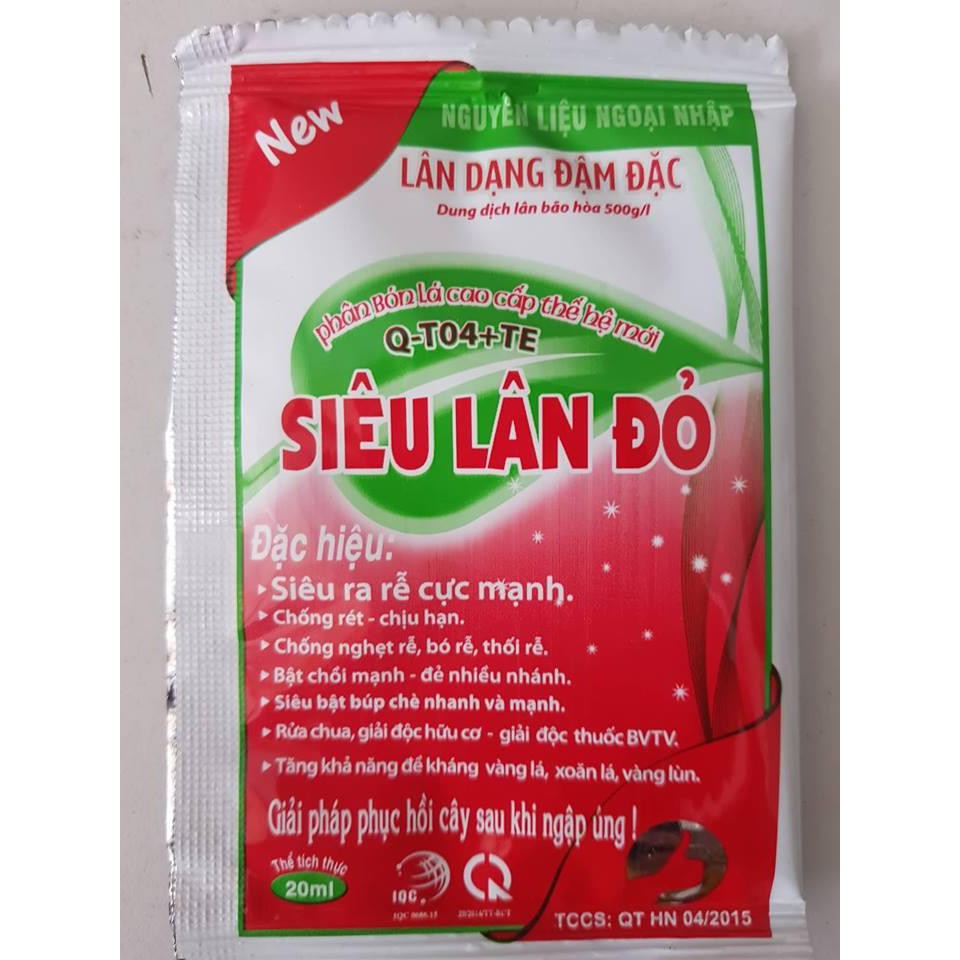 Siêu lân đỏ cho hoa gói 20ml, dung dịch siêu lân dạng đậm đặc