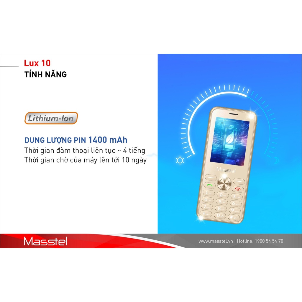 Điện thoại Masstel LUX 10 4G- Hàng Chính Hãng - Bảo Hành Toàn Quốc