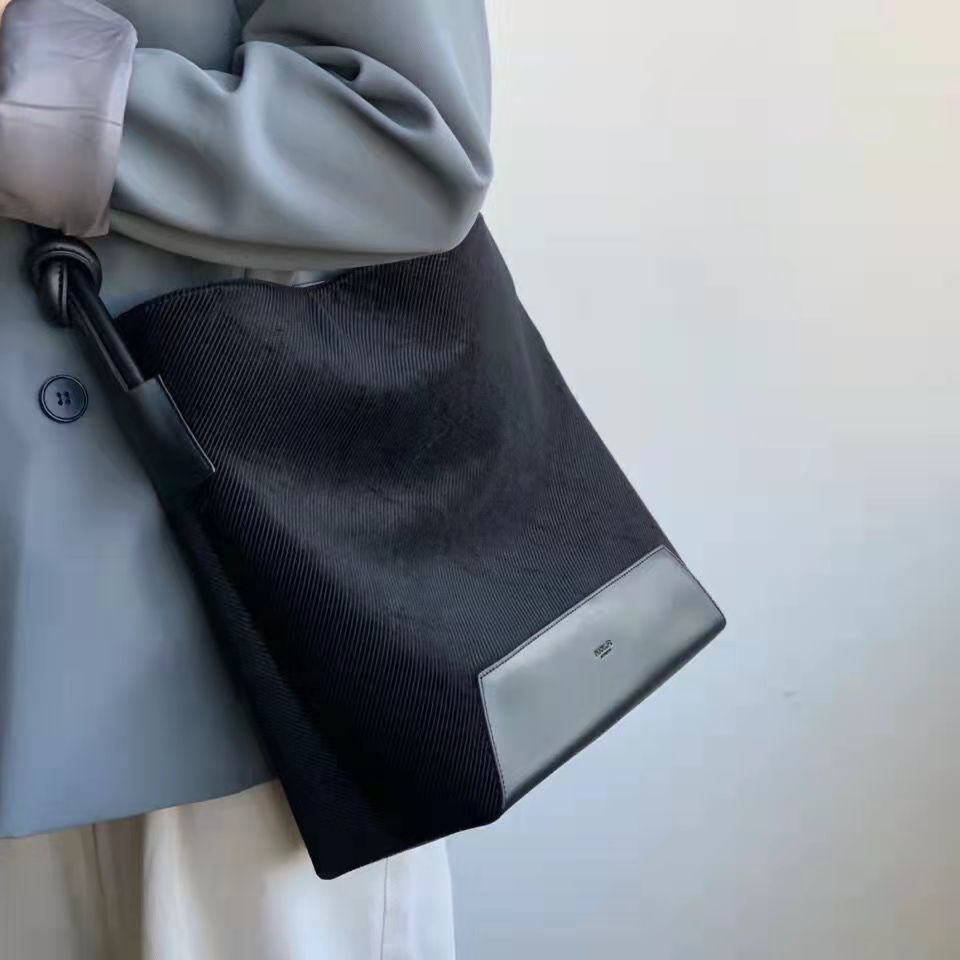 Túi Tote Đeo Chéo Vải Nhung Kẻ Cỡ Lớn Thời Trang Cho Nữ