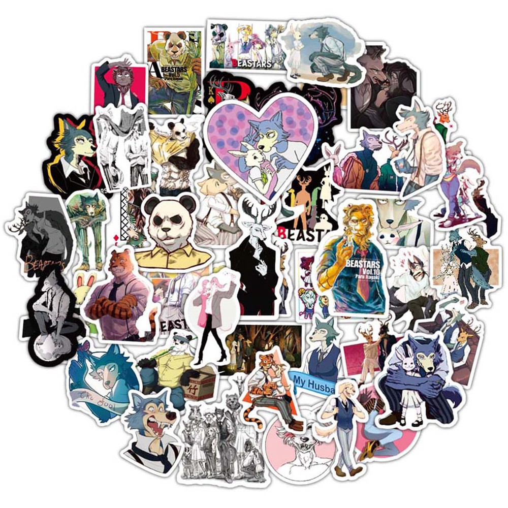 Set 50 miếng sticker graffiti hình truyện BEASTARS dán trang trí chống thấm