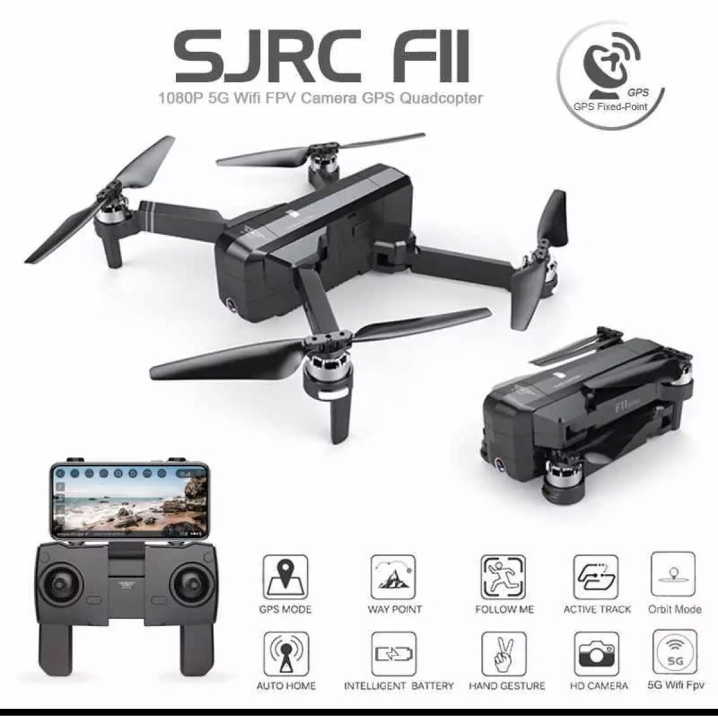 Flycam SJRC F11, động cơ không chổi than, Camera 90 độ Full HD 1080p, bay 25 phút,tầm xa 1200m