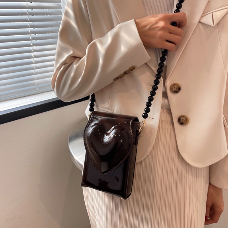 IELGY Túi Đeo Chéo Da Bóng Hình Vuông Nhỏ Đơn Giản Dành Cho Nữ