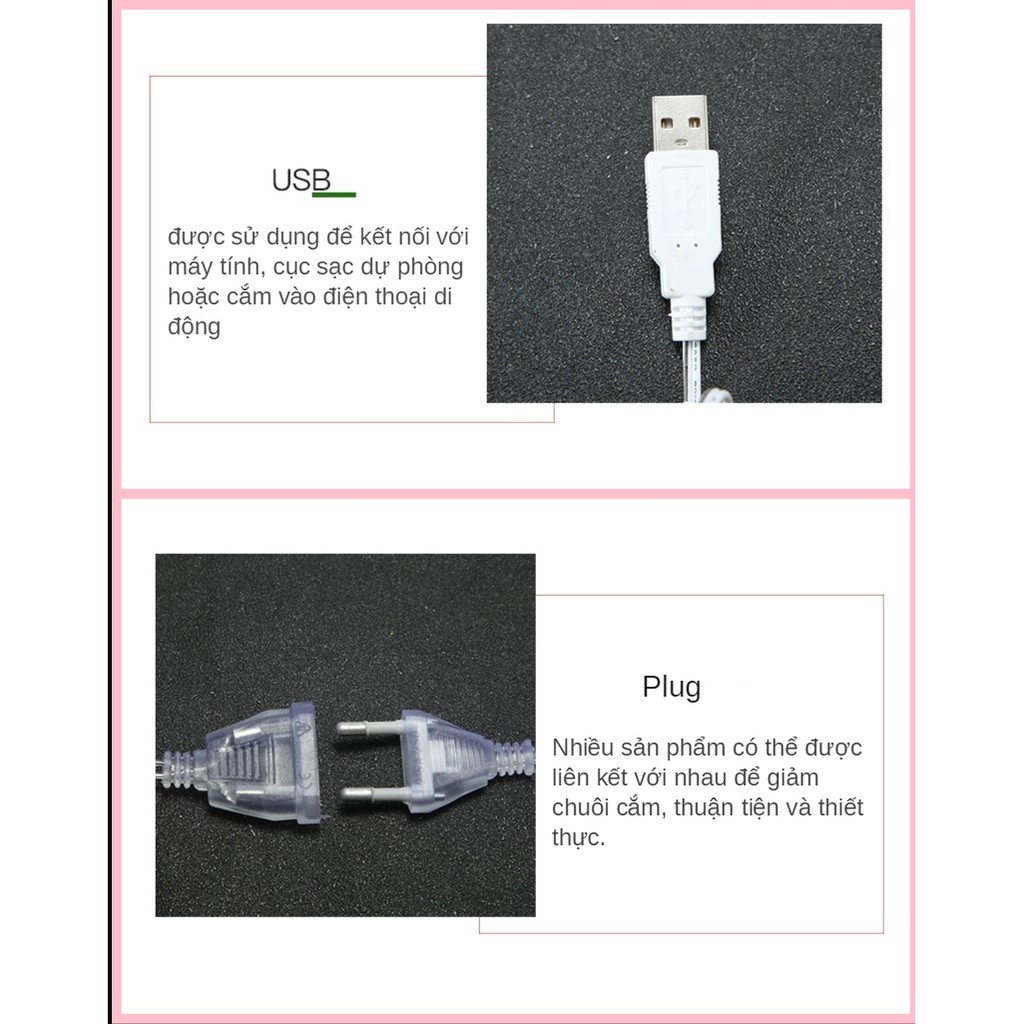 Đèn led noel Dây Đèn Led Trang Trí Cherry Ball Bóng Tròn Màu Vàng Nắng Trang Trí Phòng Ngủ, Quán Cà Phê Lung Linh
