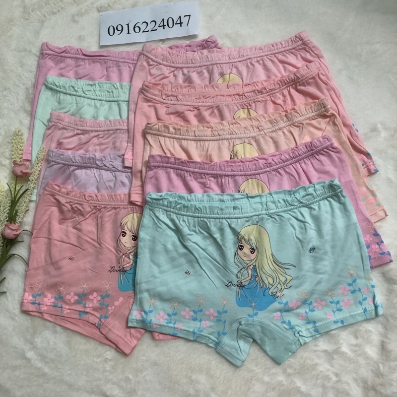 Set 10 Quần đùi bé gái cotton, quần chíp trẻ em chất mền mát