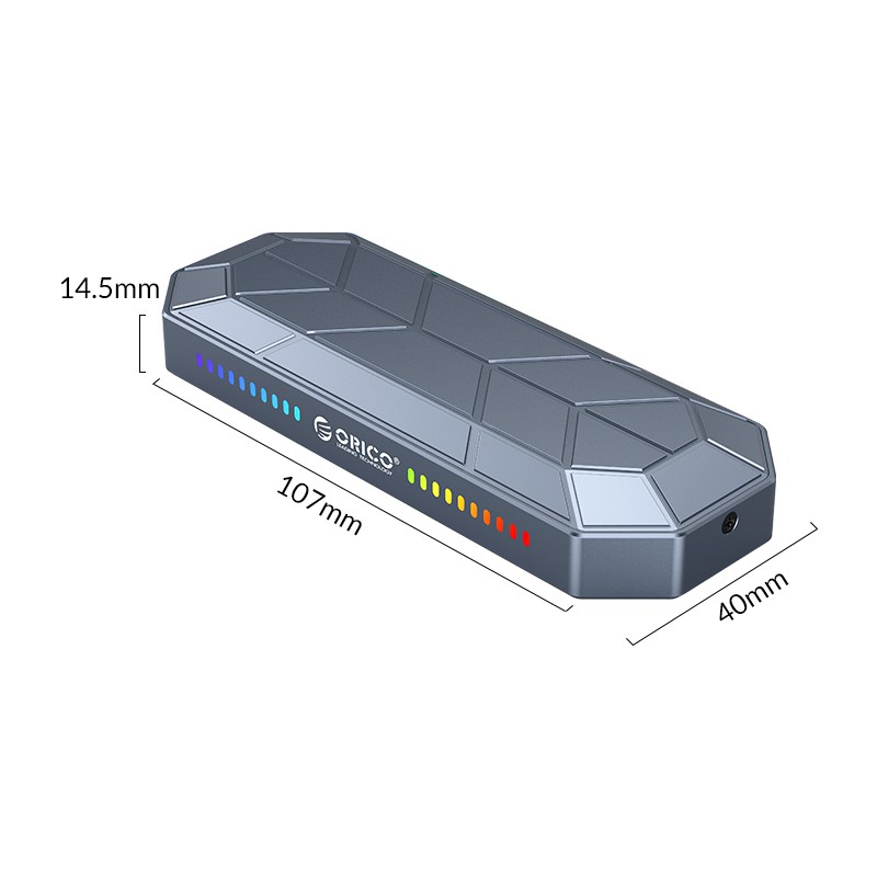 Hộp ổ cứng ORICO M2VG01-C3-GY RGB NVMe M.2 SSD Tốc độ 10Gbps - Hàng Chính Hãng