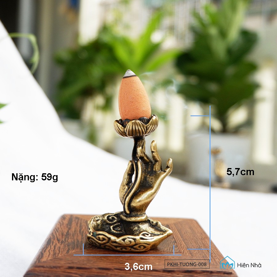Thác khói trầm hương - đế cắm nụ trầm hình Hoa sen, Bàn tay Phật - Hiên Nhà