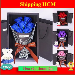 Hoa Hồng Sáp Thơm Đẳng Cấp 7 Bông 1 Gấu - 92tien