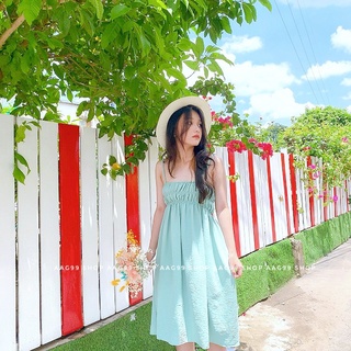 Đầm váy kiểu baby doll , nhúng thun ngực - Hình Thật - AAG99 Shop