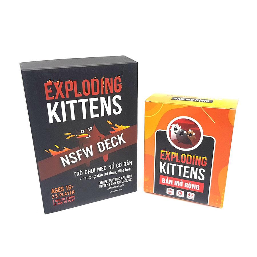 Combo mèo nổ Exploding Kittens mèo đỏ đen + 5 bản mở rộng mới nhất (có hộp full box)