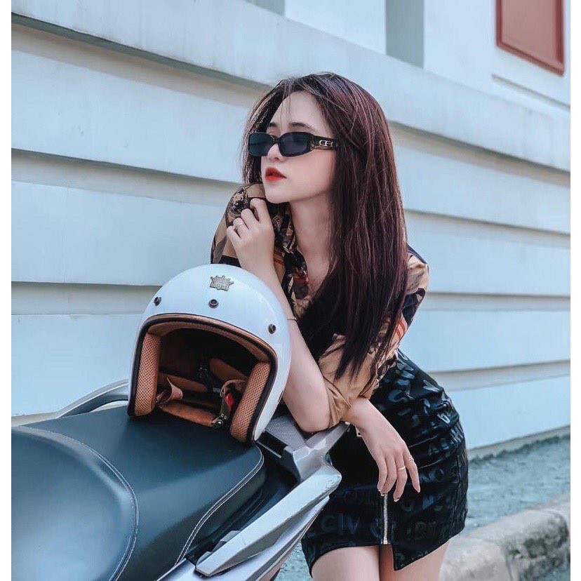 Mũ bảo hiểm 3/4 M20C cao cấp màu trắng bóng