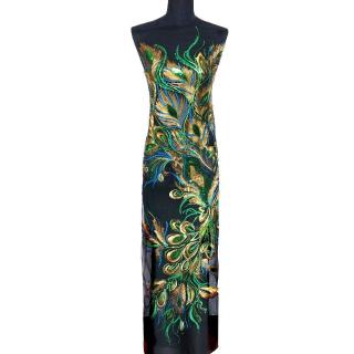 Khổng Lồ Xanh Con Công Lông Đen Lớp Phủ Thêu Sequin Ren Đính Áo Cưới Cô Dâu DIY