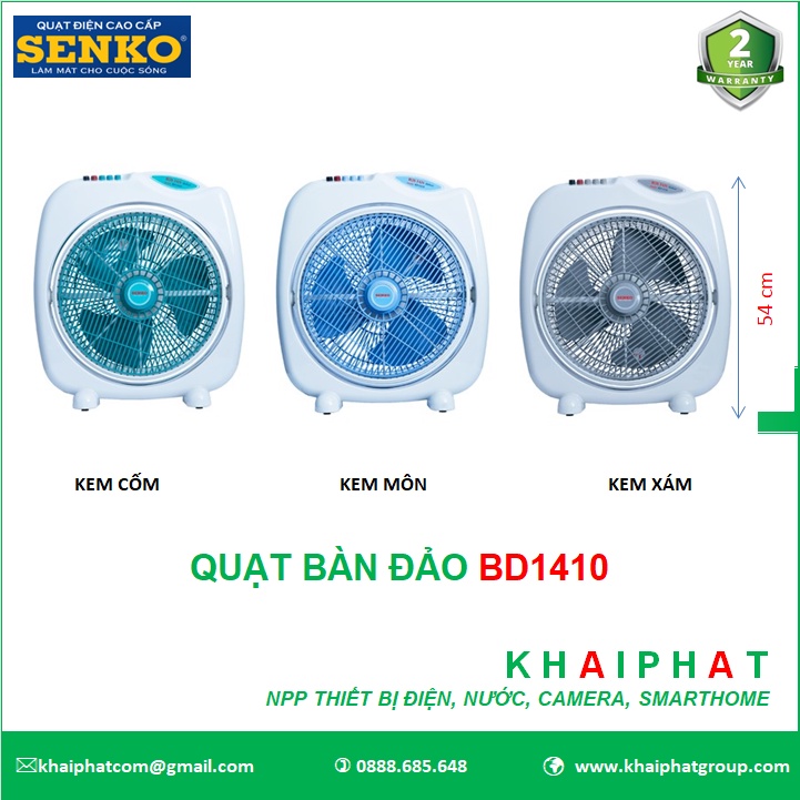 SENKO - QUẠT ĐẢO BÀN 4 TẤT BD1410 HỘP VUÔNG 4T CAO CẤP, GIÁ RẺ, CHÍNH HÃNG - KHẢI PHÁT ELECTRIC