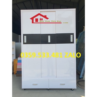 Tủ 3 cánh lùa nhựa đài loan - tủ quần áo 1m8x1m2x50 giá xưởng