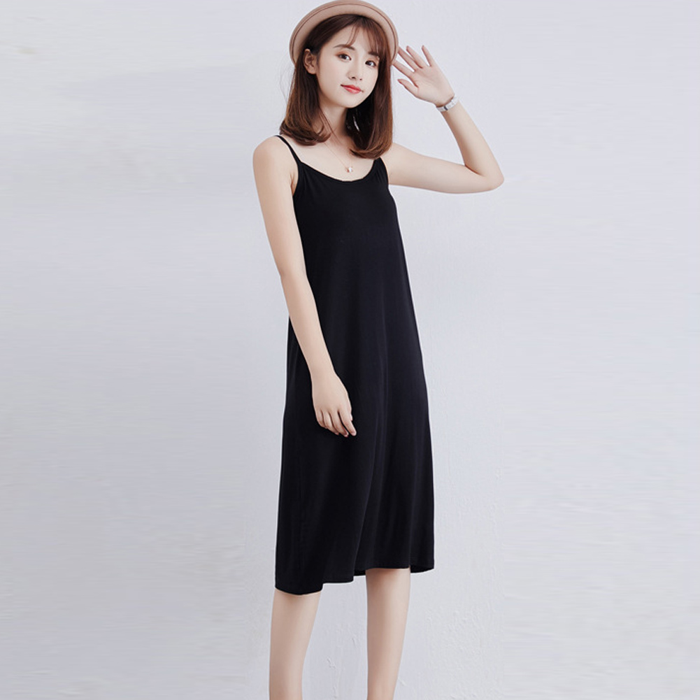 Đầm Cotton Hai Dây Trơn Màu Xinh Xắn Dành Cho Nữ