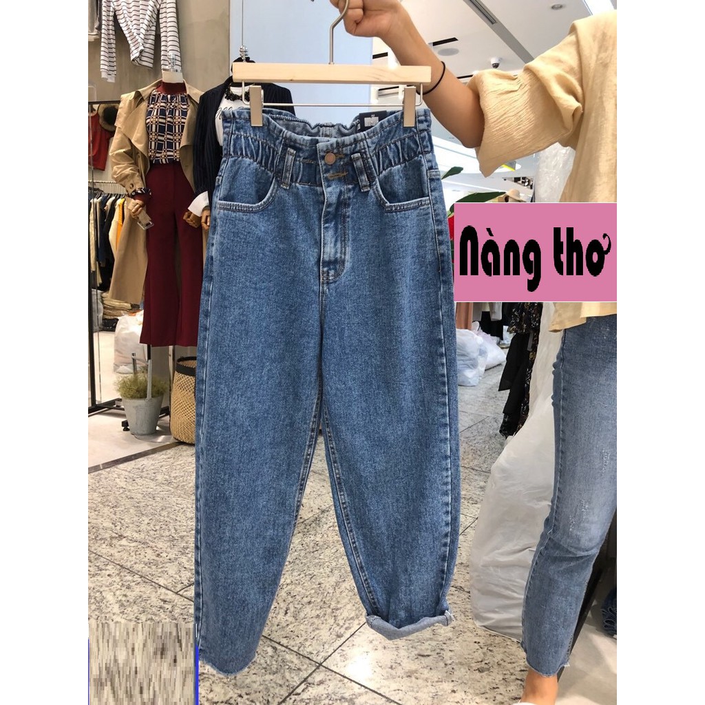 QUẦN JEAN BAGGY NỮ CHẤT BÒ XANH LƯNG THUN - Nàng Thơ's Shop