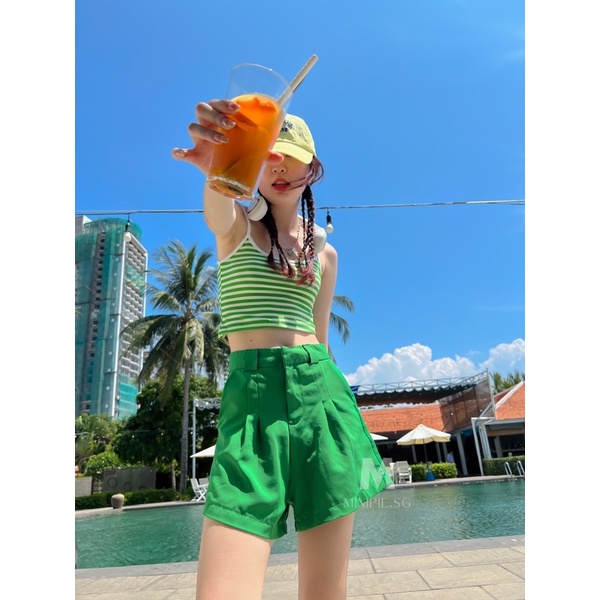 Áo Croptop Nữ Hai Dây Kẻ Sọc Chất Thun Gân Ôm Body Thời Trang Mùa Hè Minipie