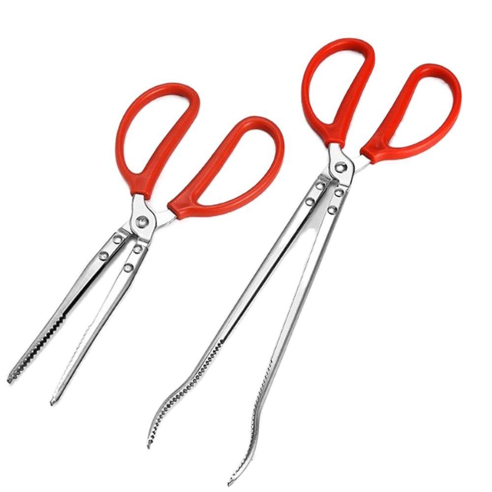 1 Kẹp Gắp Thịt Nướng Bbq Bằng Thép Không Gỉ Tay Cầm Đỏ Đa Năng