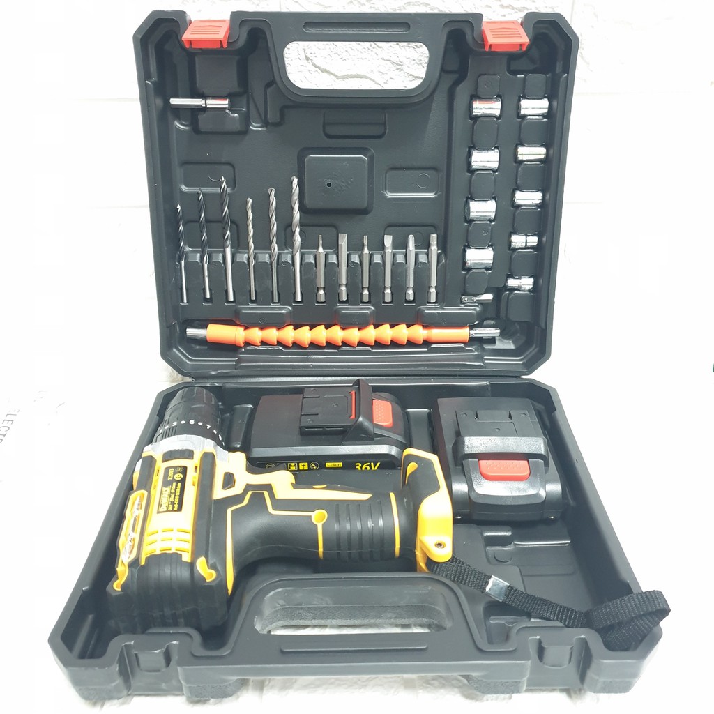 Máy khoan pin DEWALT 36V 3 Chức Năng 2 PIN kèm 24 Phụ Kiện có cân bằng máy.