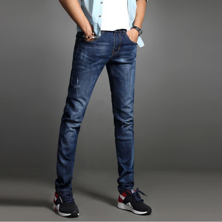 Quần jean nam 🔵FREE SHIP🔵 Quần bò nam ống côn đen rách nhẹ [45-75KG]