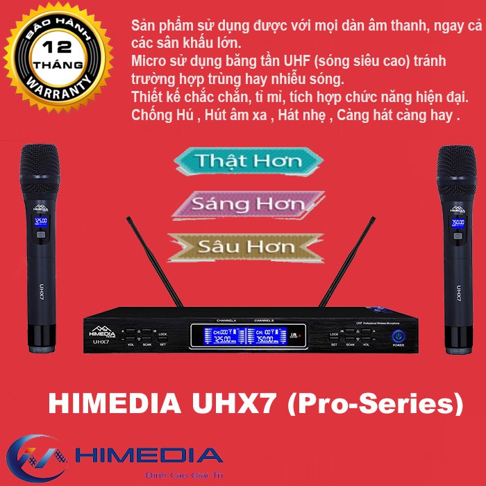 Micro Karaoke HIMEDIA UHX7 - Hát là hay càng hay hát , chống hú , hút tiếng - Model 2020