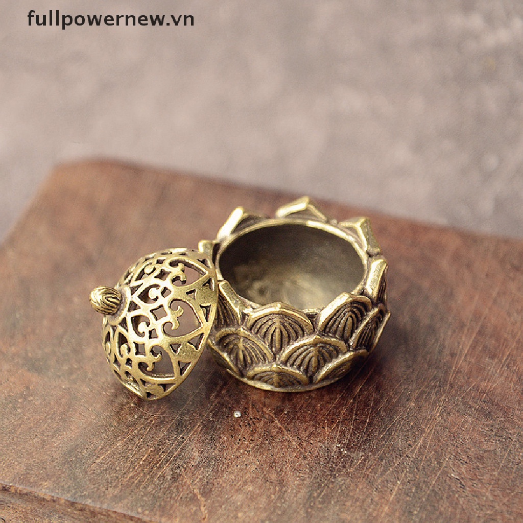 Đế Đốt Trầm Hương Mini Bỏ Túi Bằng Đồng Thau Hình Hoa Sen