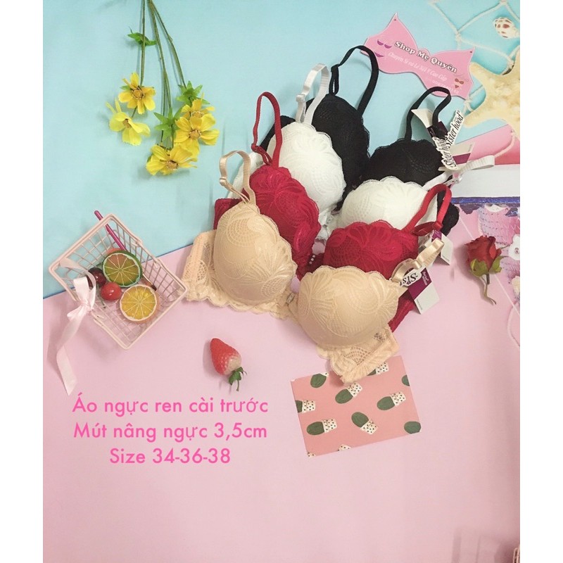 [Cài trước] Áo lót ren mút dày 5cm quả tròn ôm ngực- hàng Thái