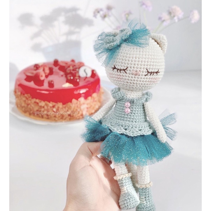 Con Mèo Nhồi Bông Bằng Len Dễ Thương Làm Quà Tặng Cho Bé - Thú Bông Handmade Đan Móc Thủ Công Bằng Tay